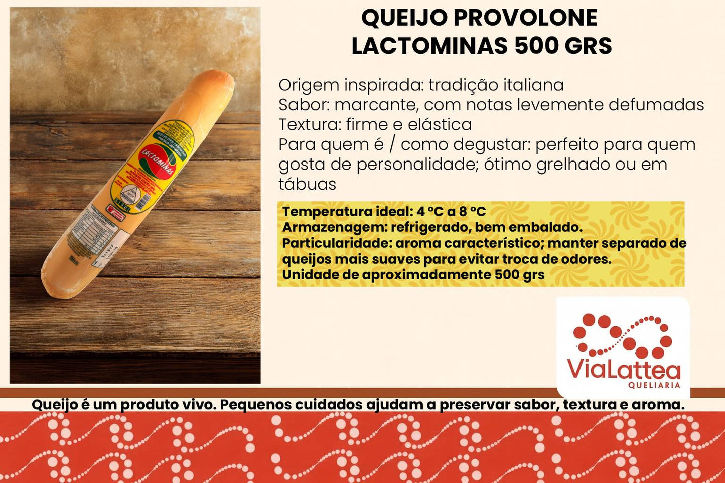 Queijo Provolone Lactominas 500 grs