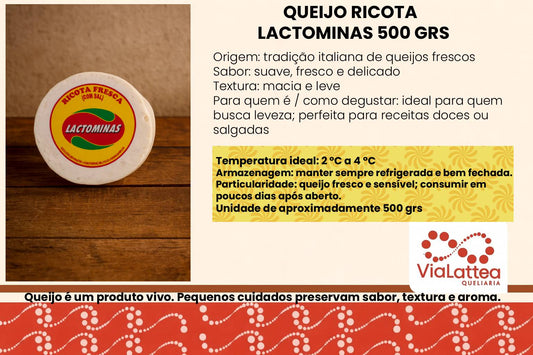 Queijo Ricota Lactominas 500 grs